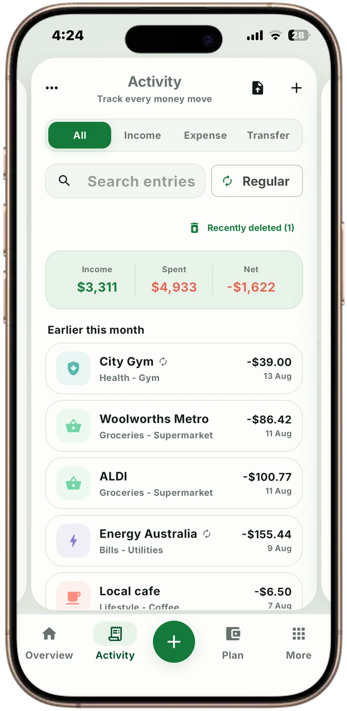 Keep the detail inside the total in the VULT app