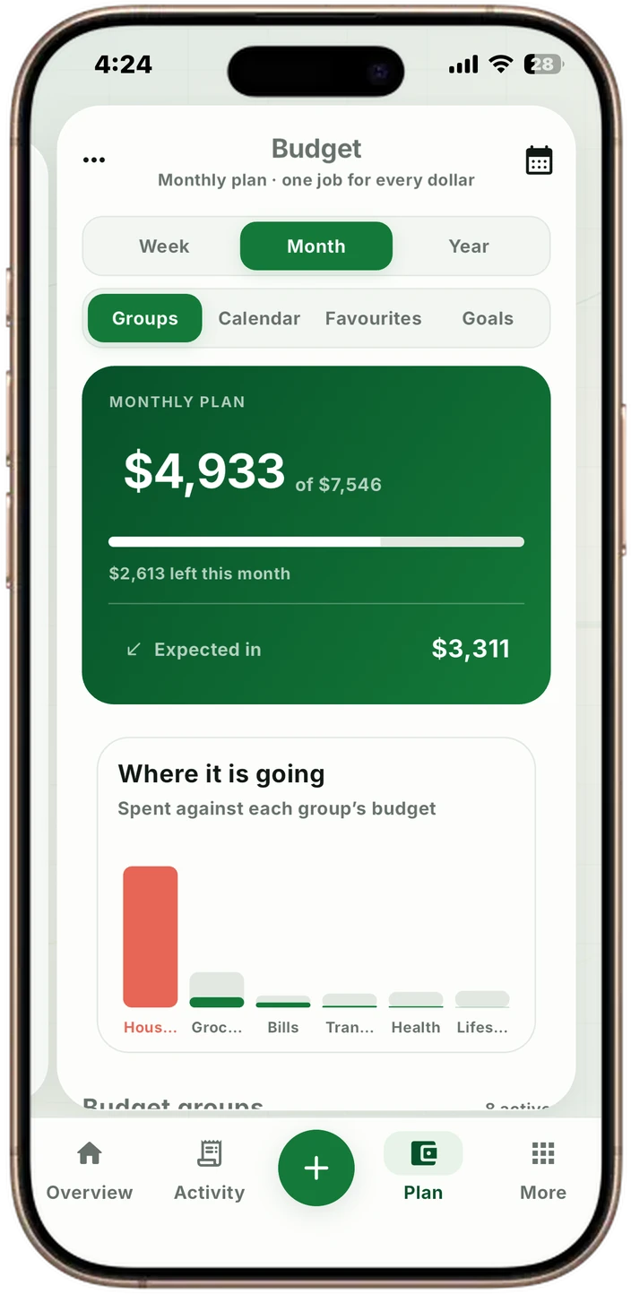 Plan the week, month or year in the VULT app