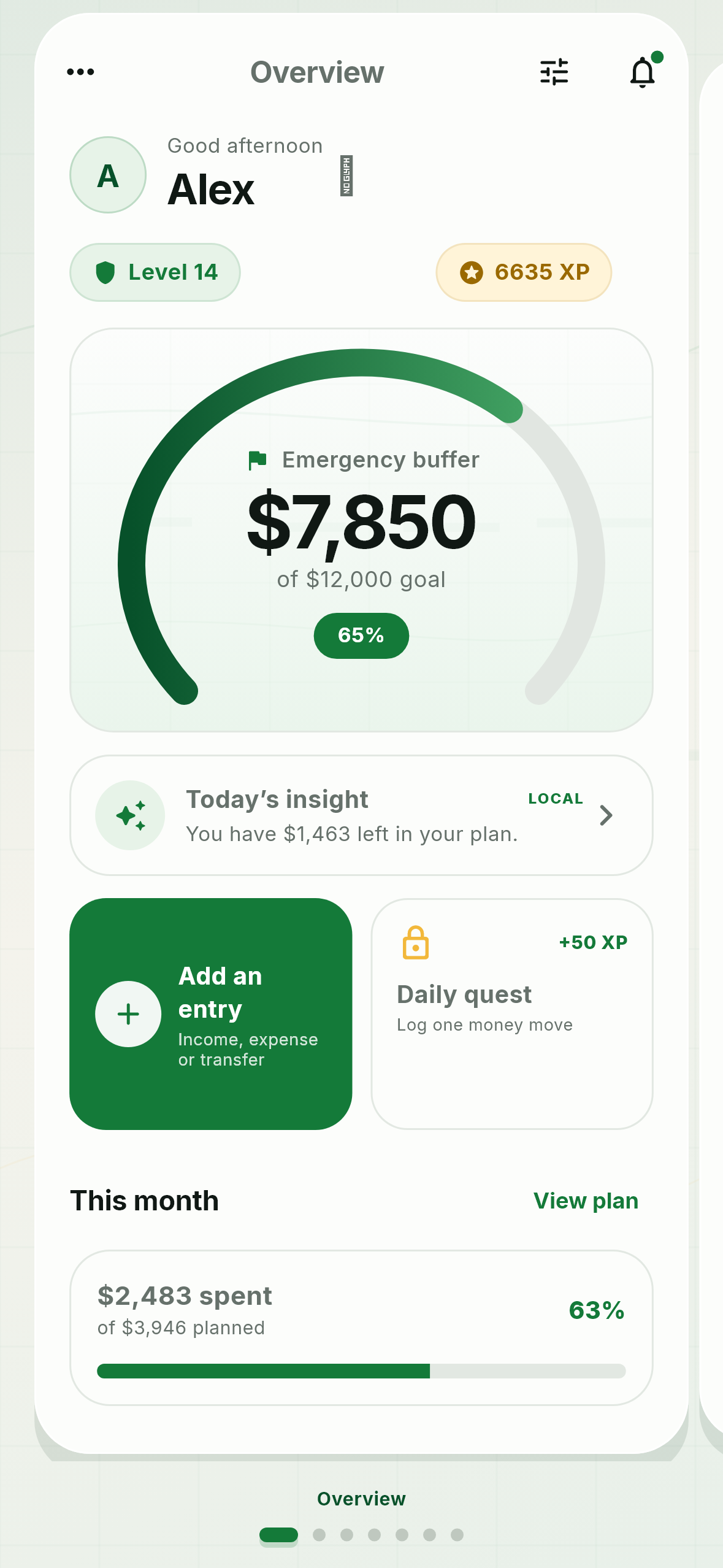 VULT overview screen